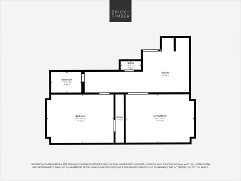 Floor plan for 1 bed, 1 bath, 759 sqft